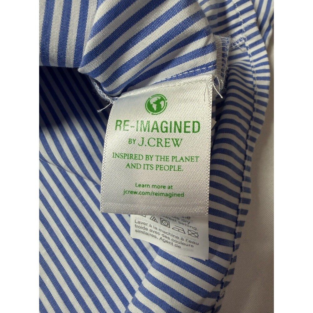 J.Crew Blouse Women’s Blue and White Stripe Ruffle Long Sleeve Cotton Shirt Sz M - Picture 5 of 10